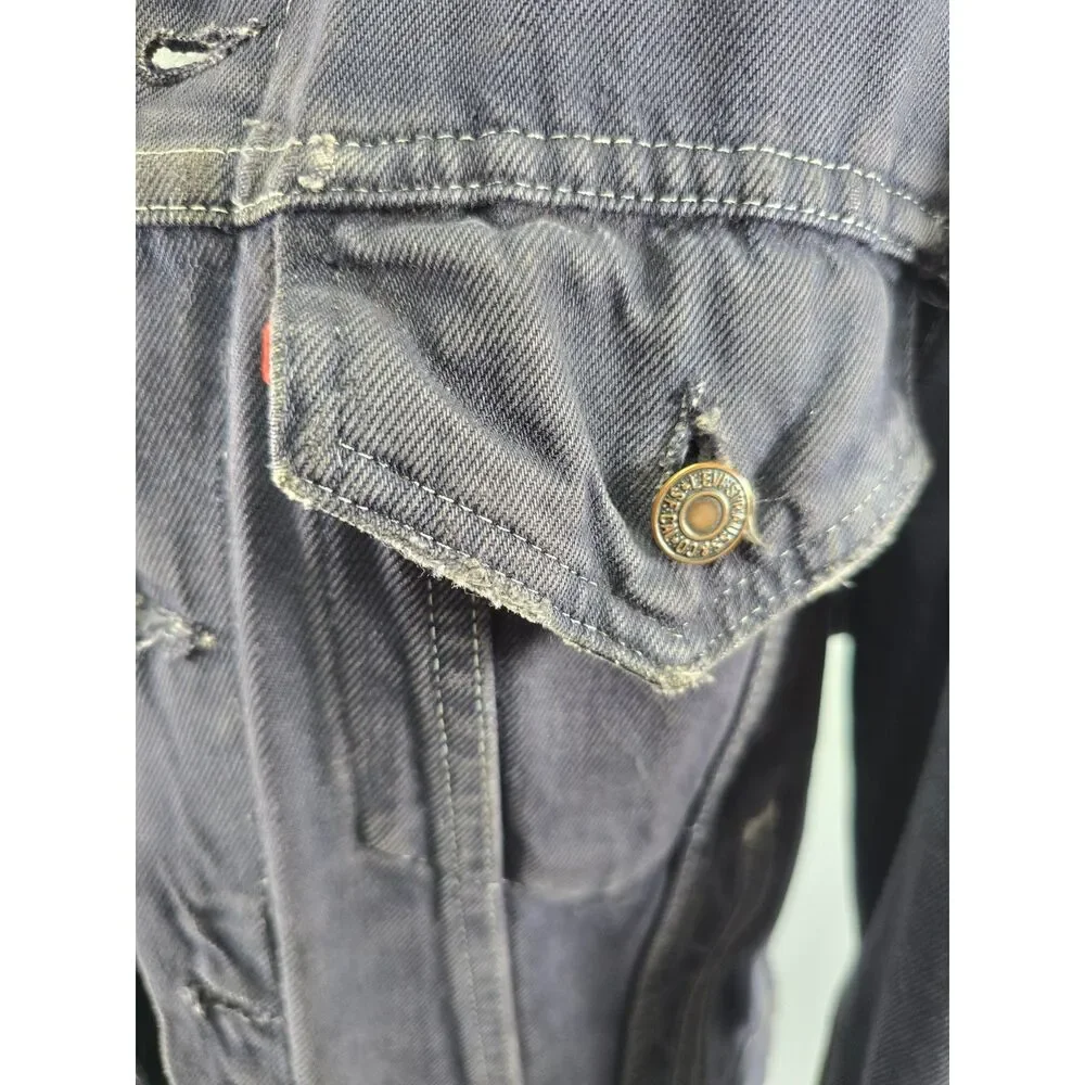 Custom Distressed Jean 90s Grunge‎ Patchwork Painted Denim Levis Trucker Jacket - Picture 9 of 15
